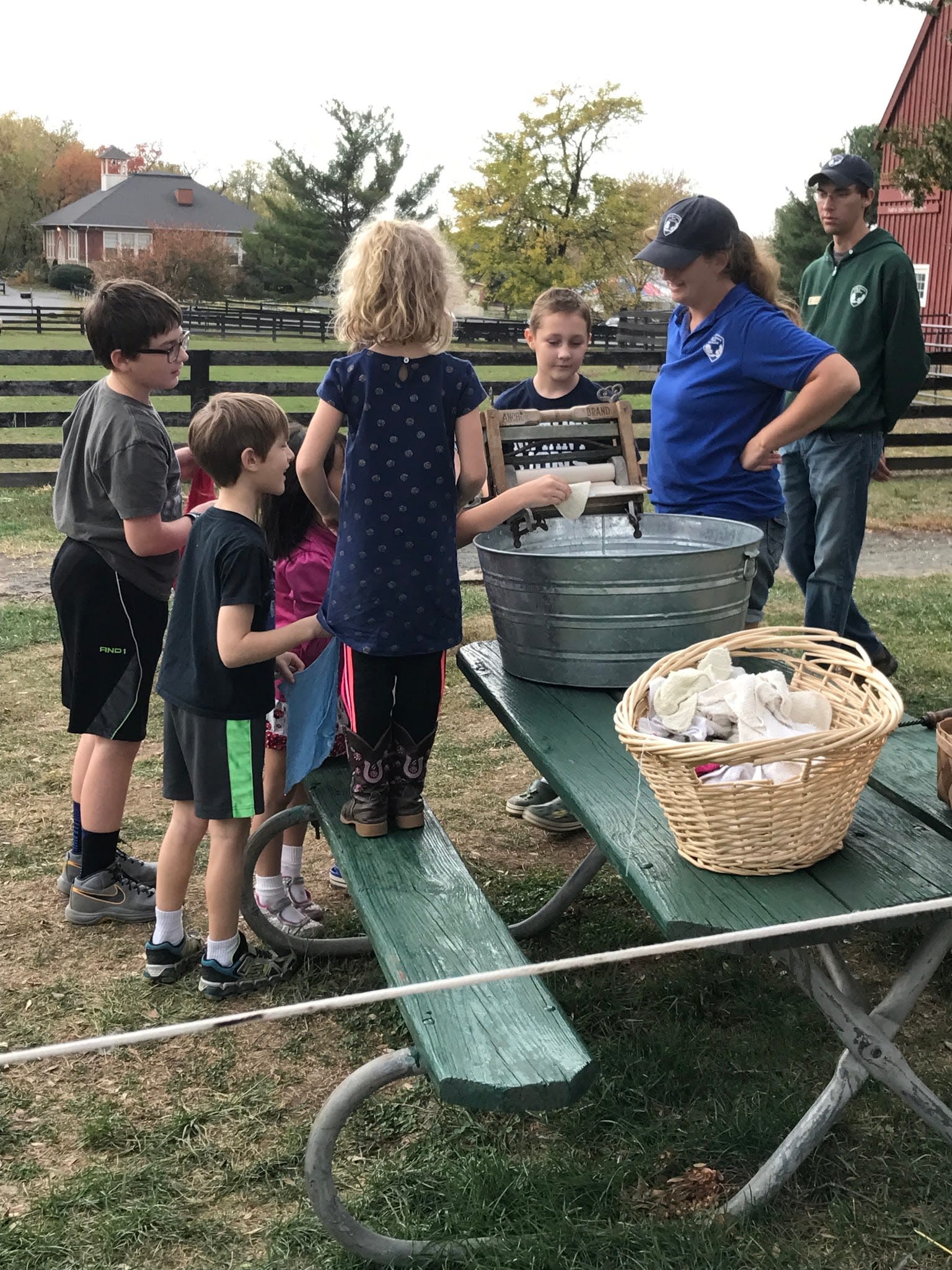 Frying Pan Farm Park Junior Farmer Classes: Farm Chores and Games, Making Food for Turkeys