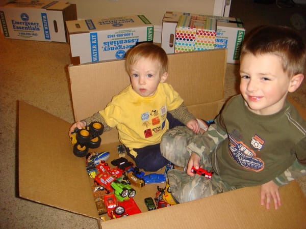Boys Playing in Boxes, Again