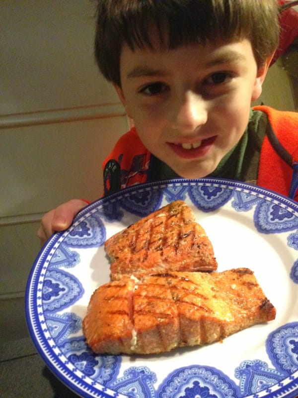 Carson Grilling Salmon for Dinner