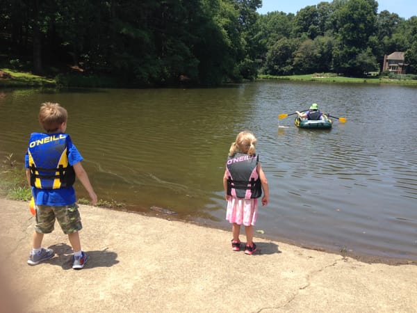Trying out our new little boat
