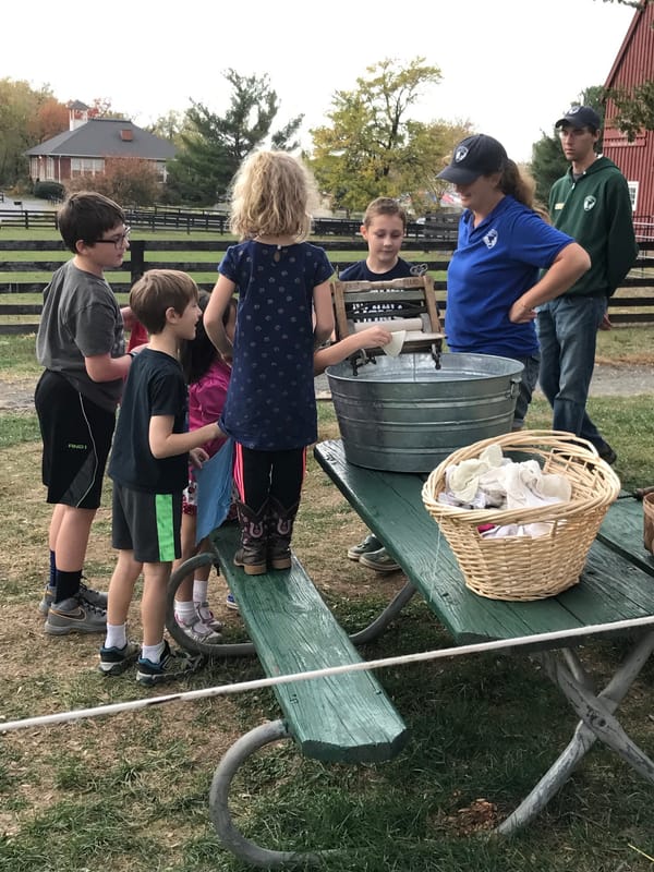 Frying Pan Farm Park Junior Farmer Classes: Farm Chores and Games, Making Food for Turkeys