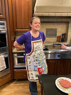 Angela cooking in Visalia